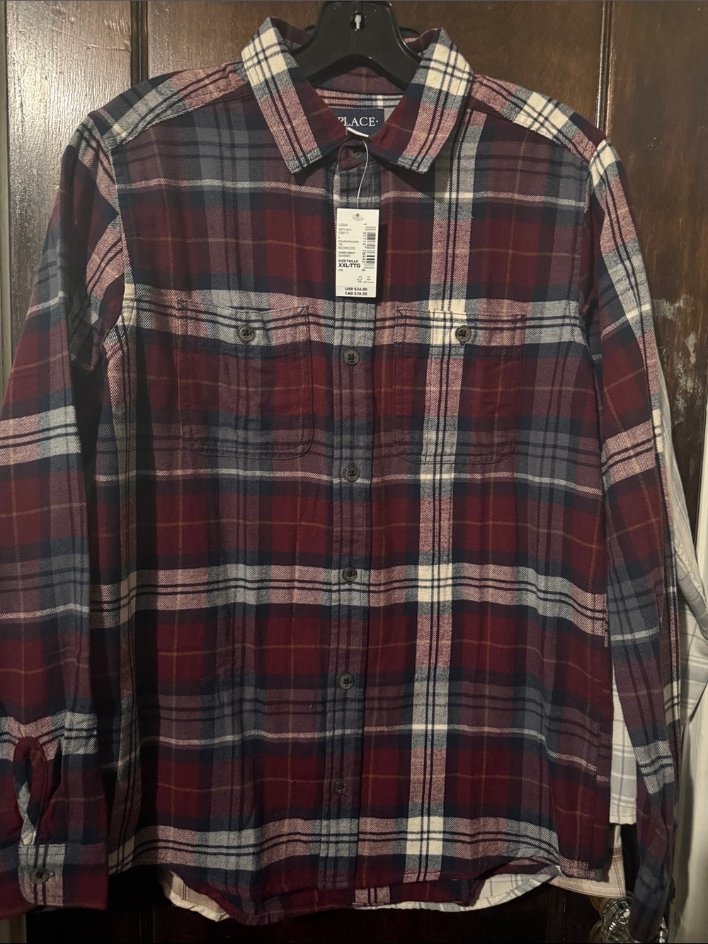 The Children's Place Maroon and Blue Plaid Button-Down Shirt